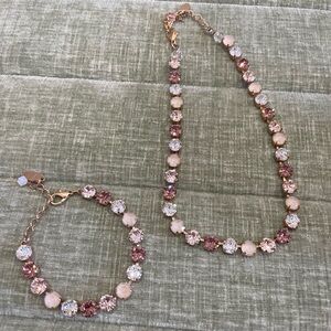 Crystal pink and rose necklace and bracelet set